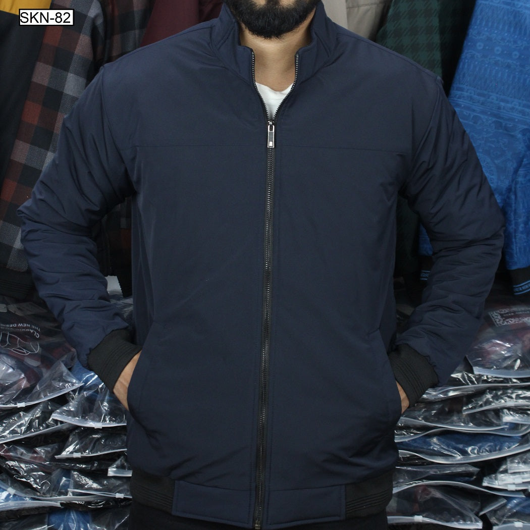 SKN-82 Navy Blue High-Neck Winter Jacket