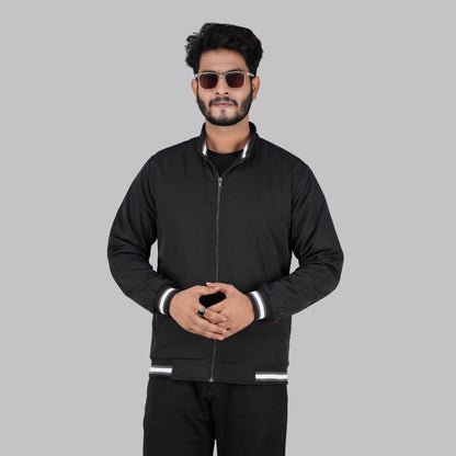 Classic Black High Neck Zip-Up Jacket for Men | RP-300