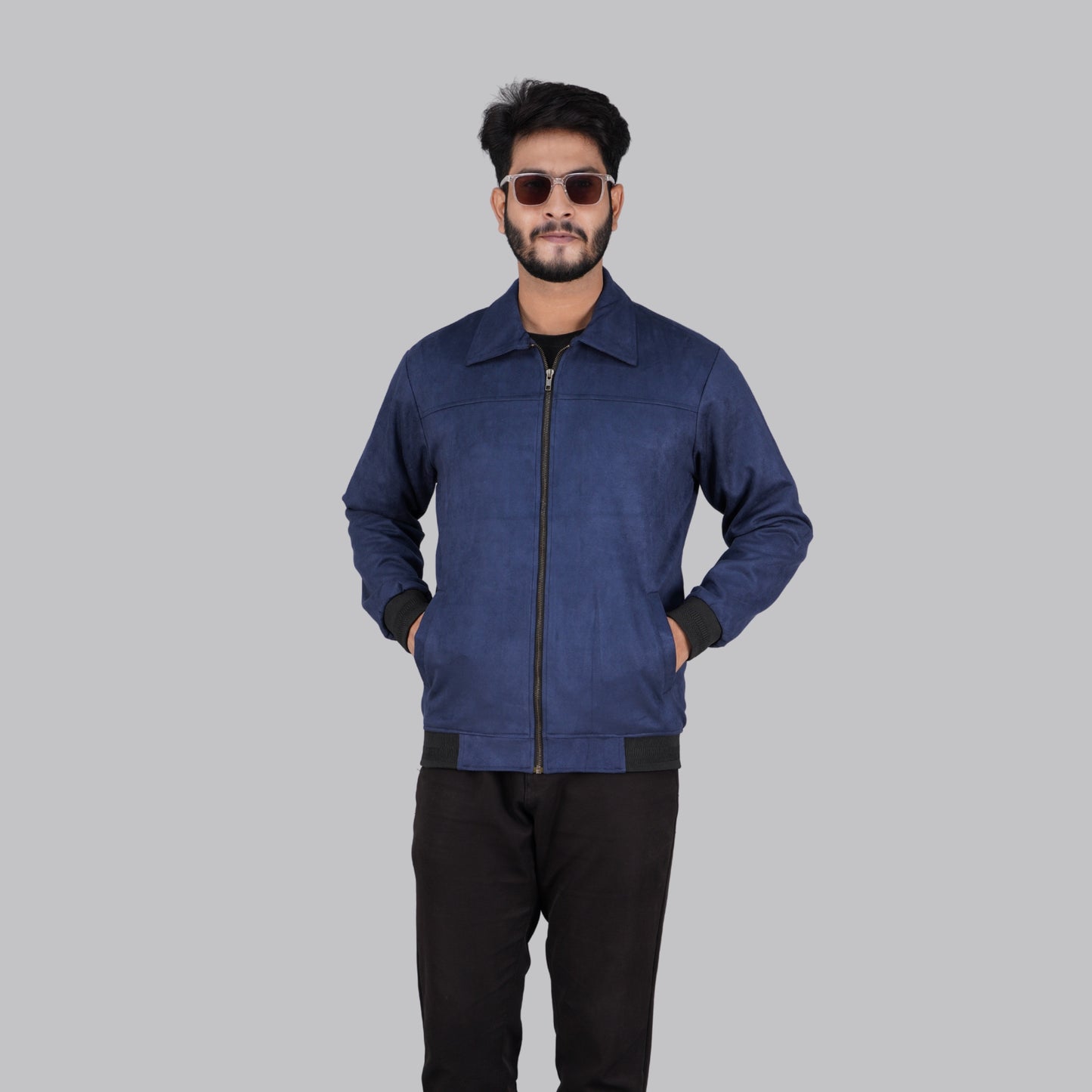 Navy Blue Winter Jacket Monochrome - MP840