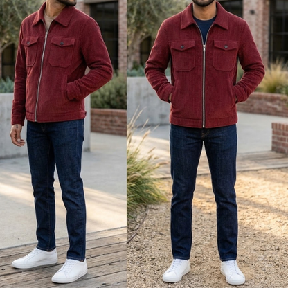 Men’s Corduroy Jacket in Dark Red -CD-815