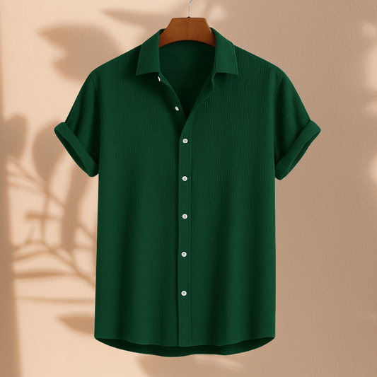 Bottle Green Short Sleeved Shirt‌‌‌‌‌|H-407