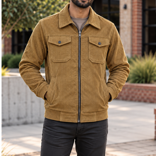 Men’s Corduroy Jacket in Gold Yellow -CD-850