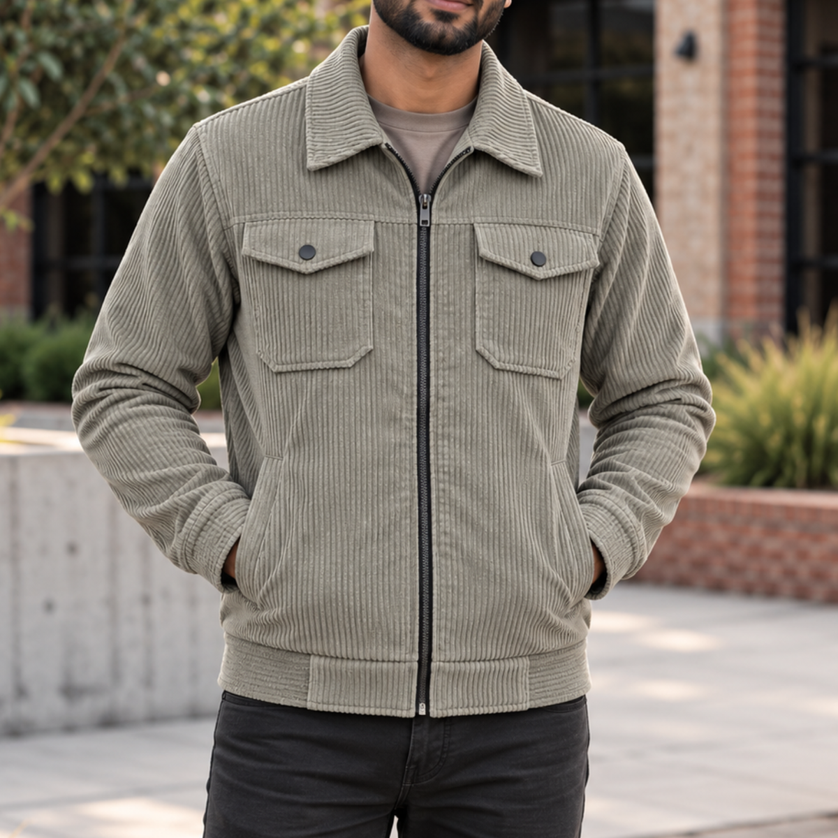 Men’s Corduroy Jacket in Ash Grey -CD-840