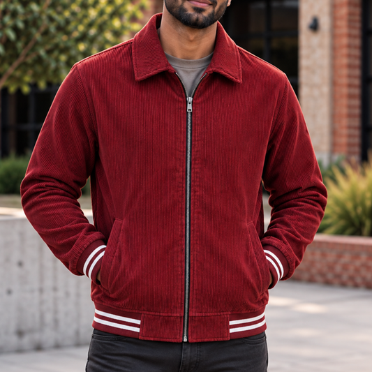 Corduroy Sherpa Jacket-Reddish Maroon Color/SF-120