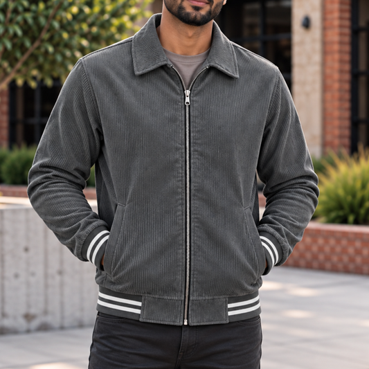 Corduroy Sherpa Jacket- Grey Color/SF-140