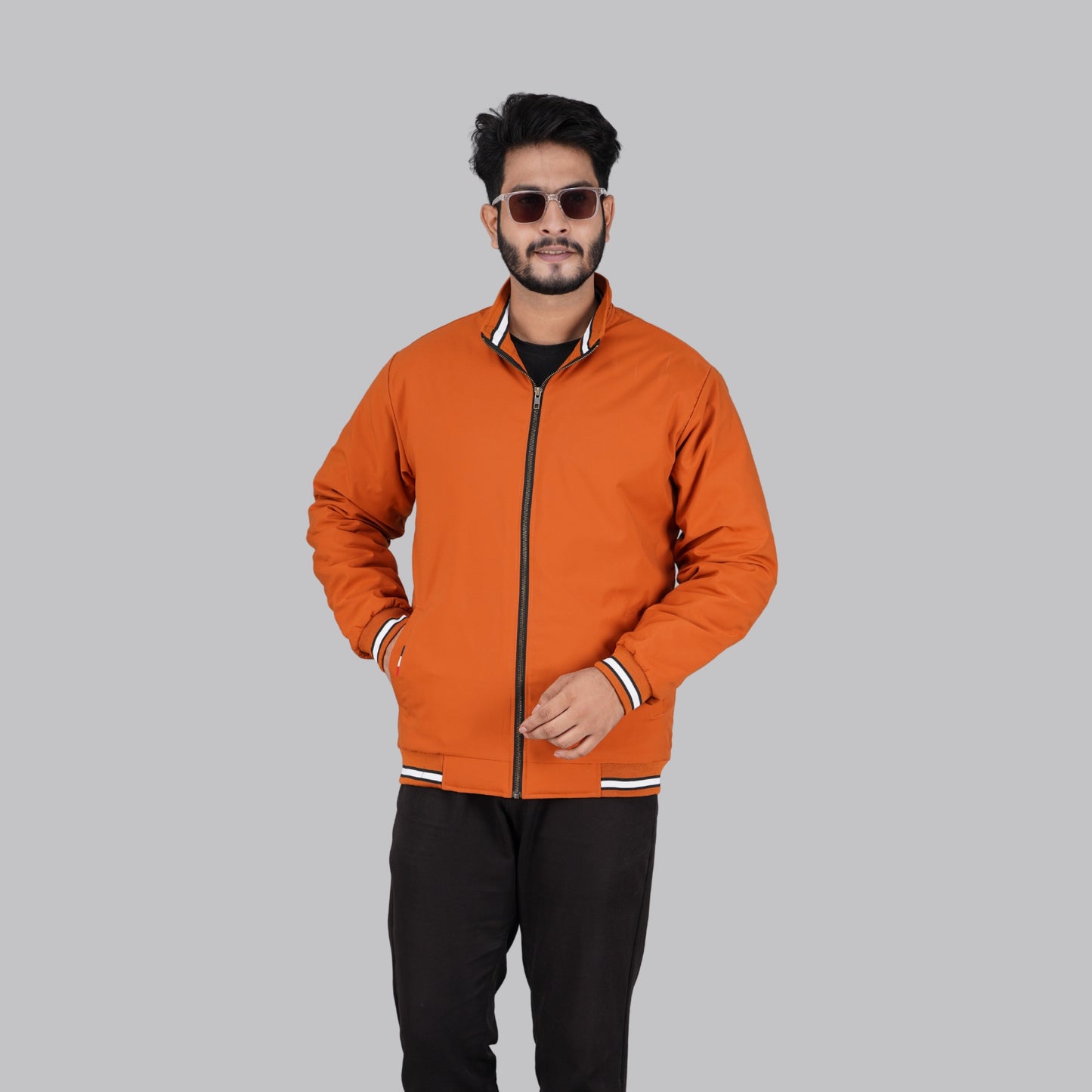 High Neck Orange Casual Jacket for Men - RP-330
