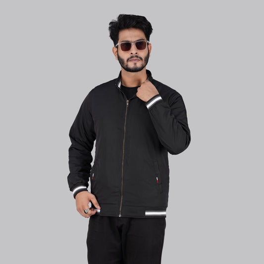 Classic Black High Neck Zip-Up Jacket for Men | RP-300