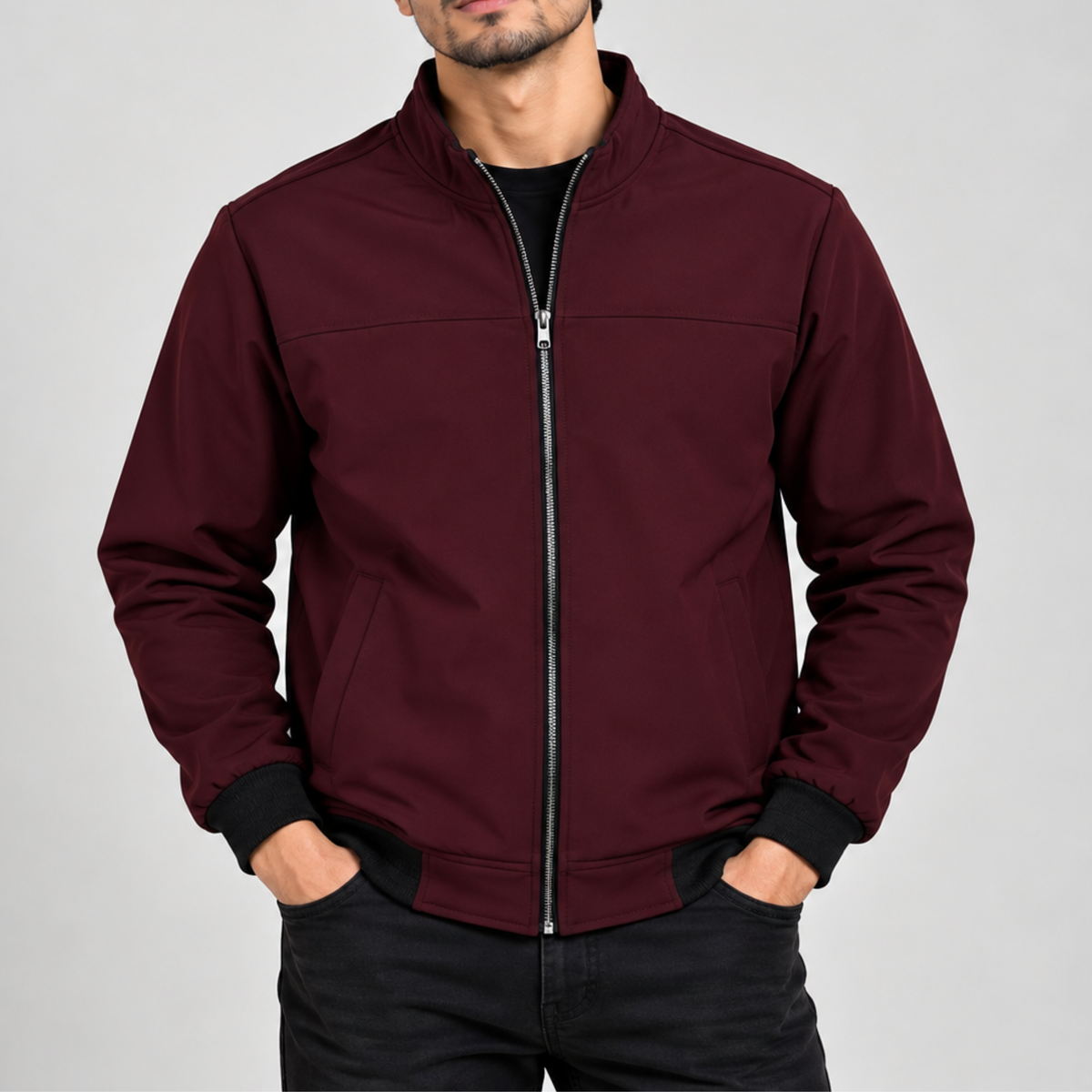 Men’s Bonded Jacket in Deep Maroon-BH-400