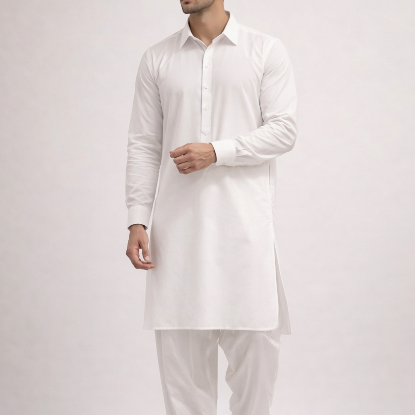 White Classic Panjabi & Pajama Full Set  |P-0050
