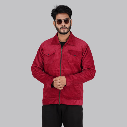 Men’s Corduroy Jacket in Dark Red -CD-815