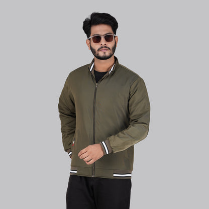 Men's Olive Green High Neck Jacket - RP-320