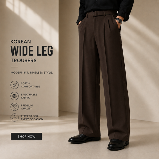 Premium Korean Wide Leg Pant | Coffee Brown