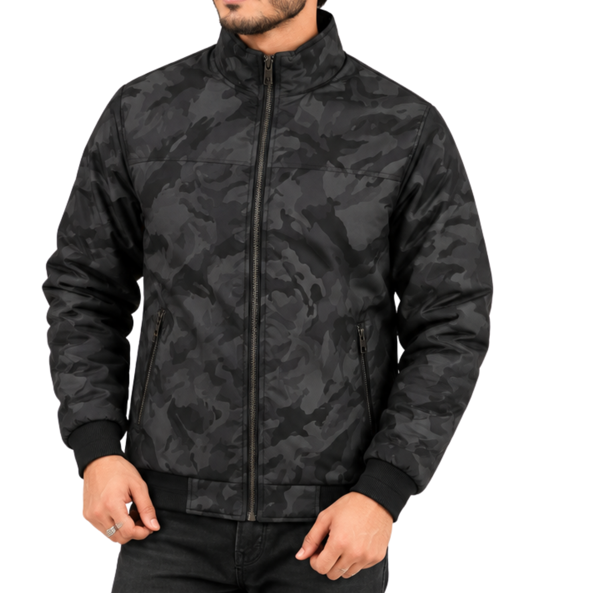 KM-165 Camouflage High-Neck Winter Jacket For Mens