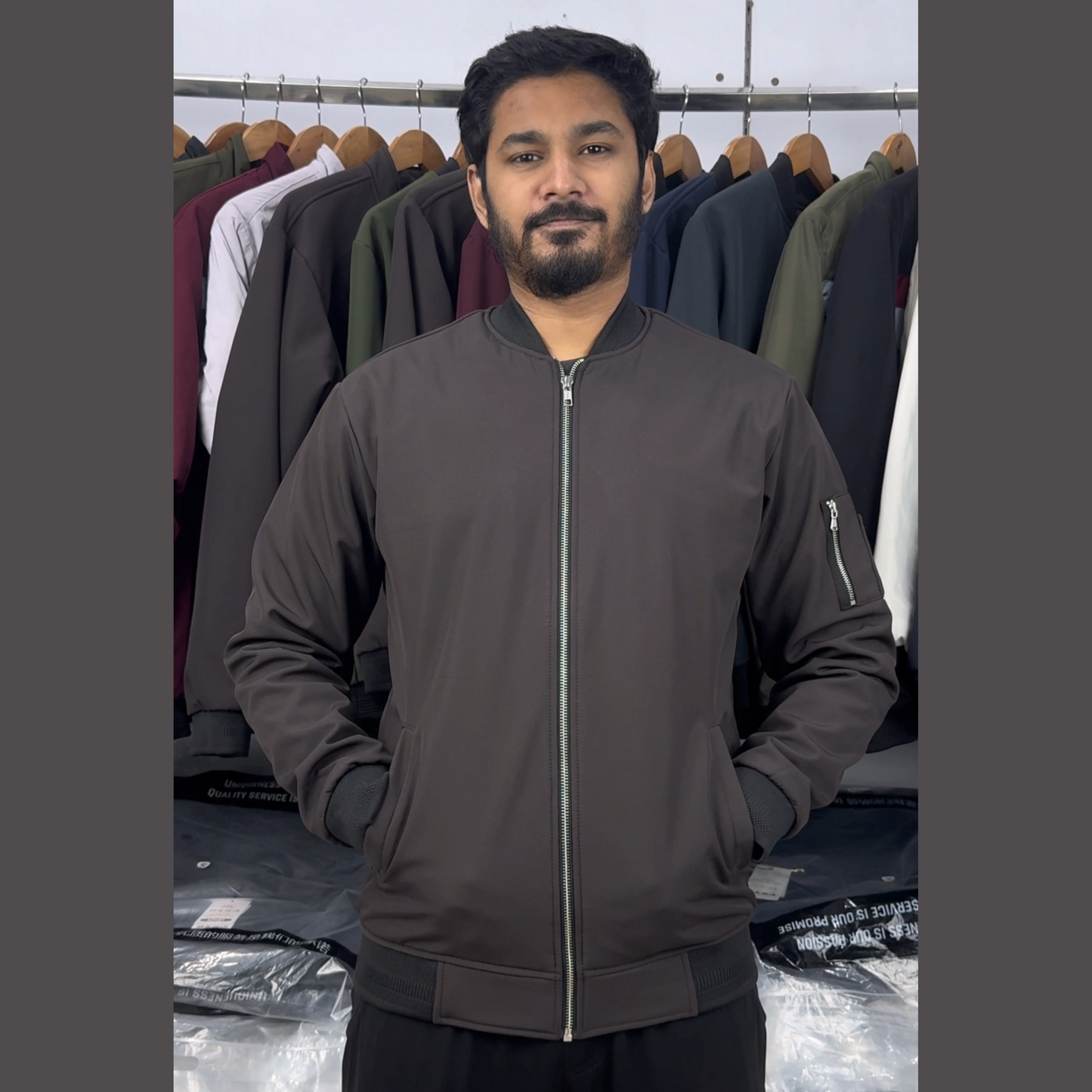 V-7 Dark chocolate Bomber Jacket