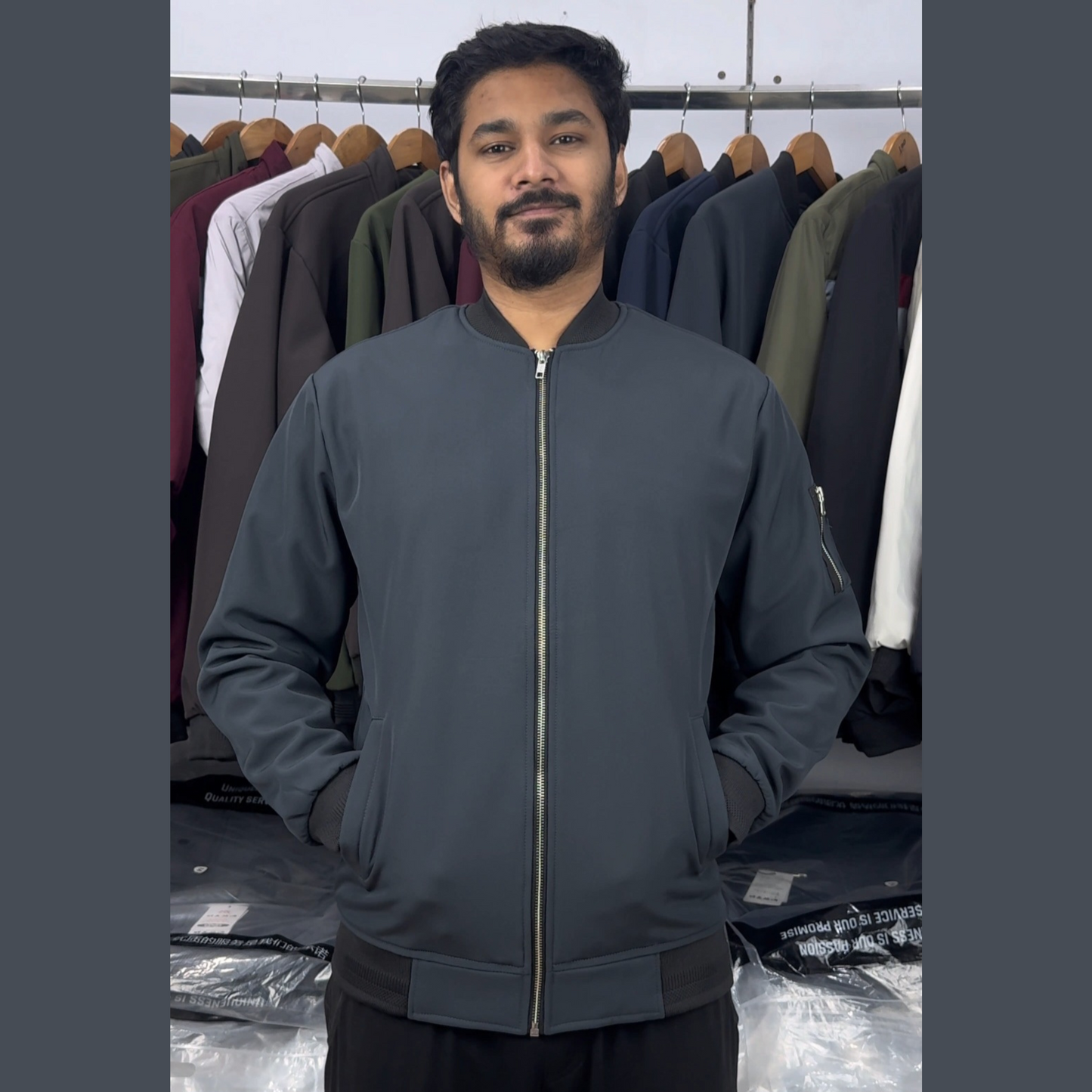 V-11  Ash Grey Bomber Jacket