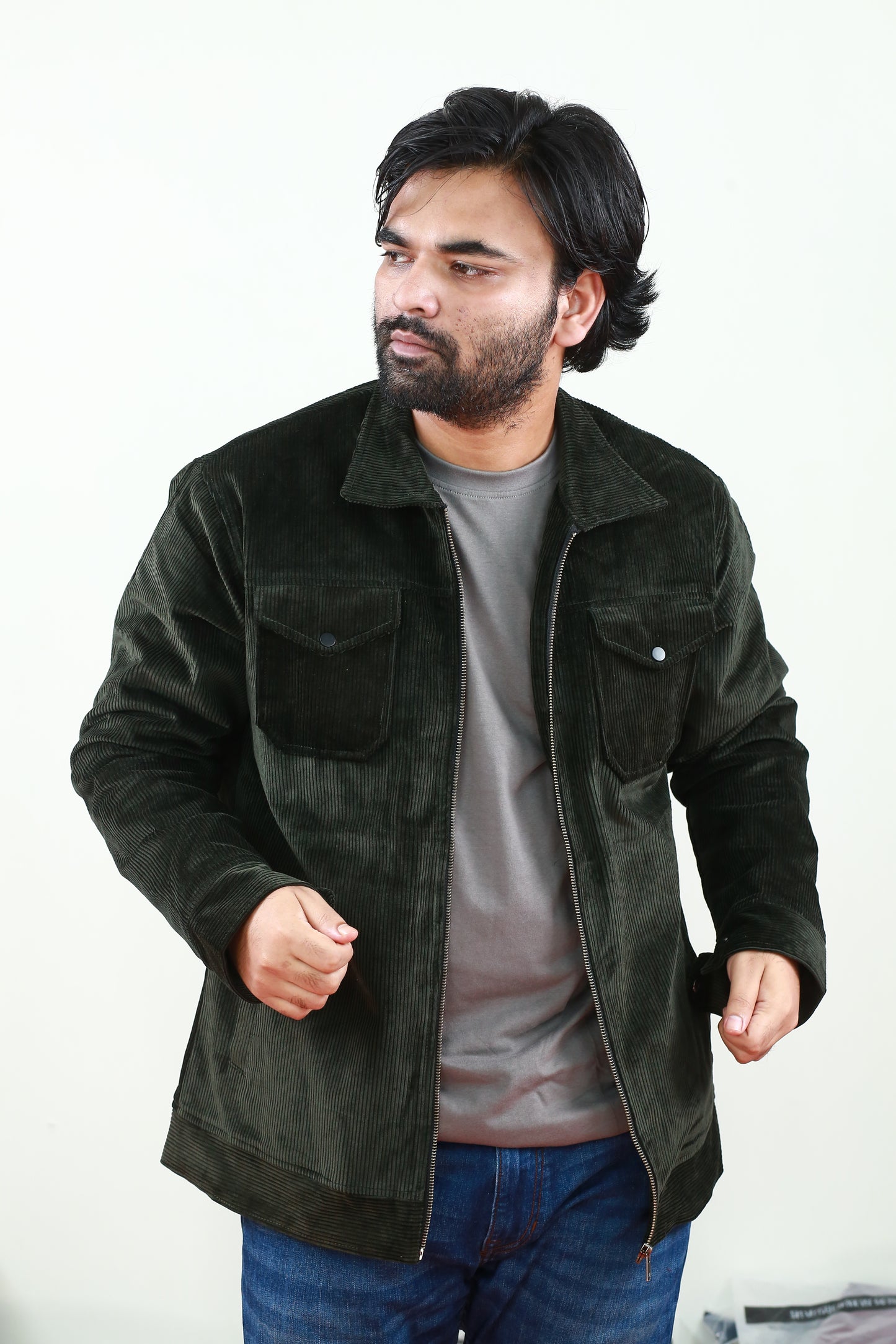 Men’s Corduroy Jacket in Olive-CD-820