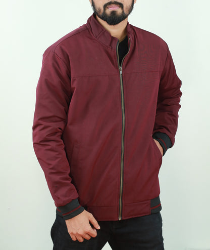 Maroon Winter Jacket With White Stripes RP-195