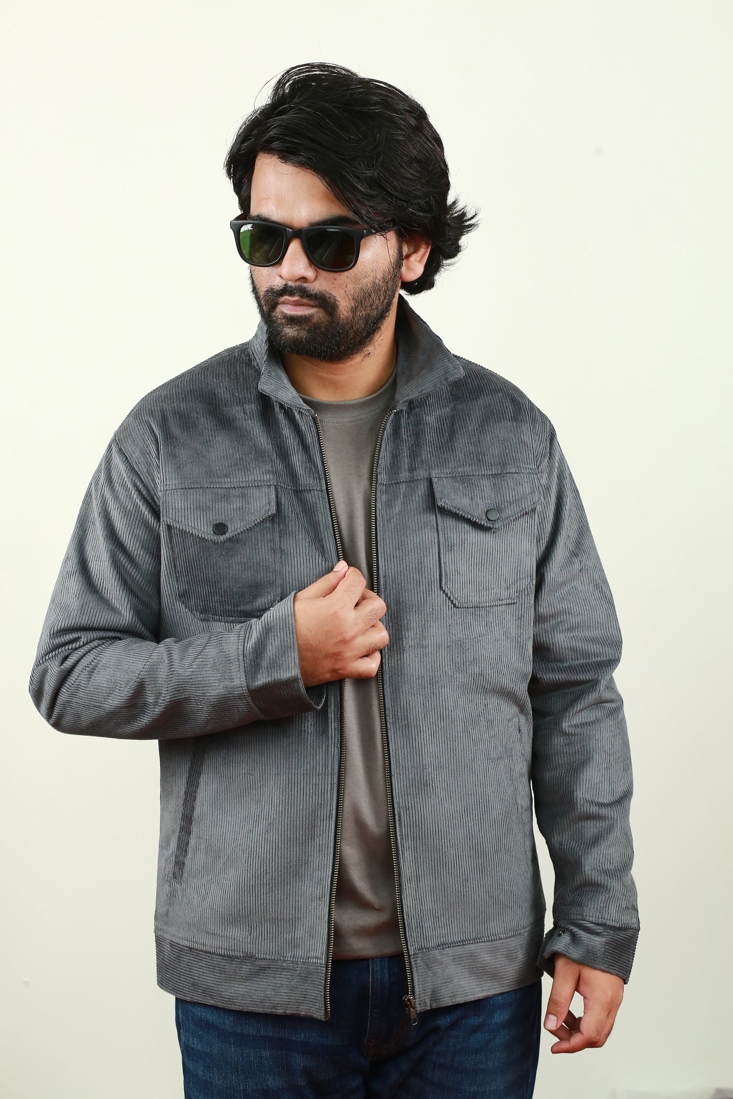 Men’s Corduroy Jacket in Ash Grey -CD-840