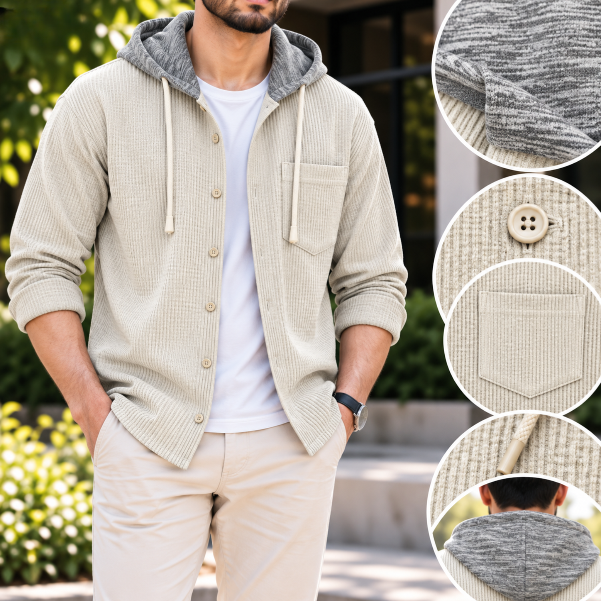 Light Heather Grey Luxe Hoodie Shirt |CD-009
