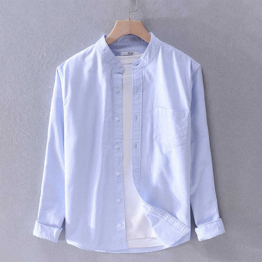 Men's Band Collar Shirt | Tropical Blue