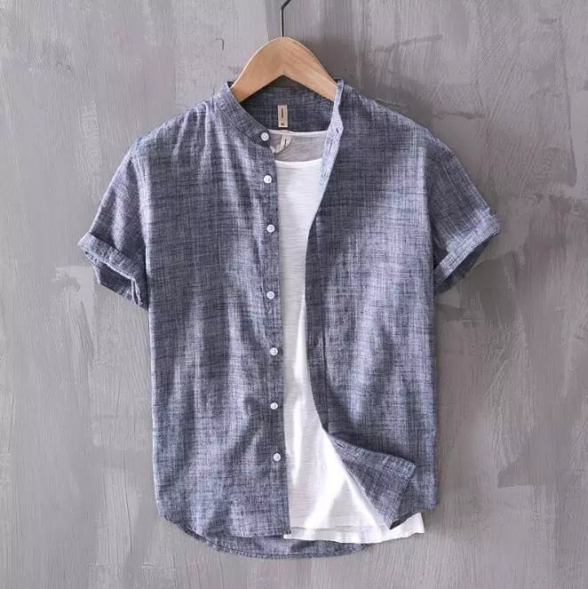 Men's Band Collar Shirt