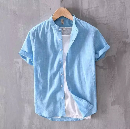 Men's Band Collar Shirt