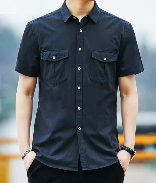 Men's Double Pocket Half sleeve Shirt | US-15