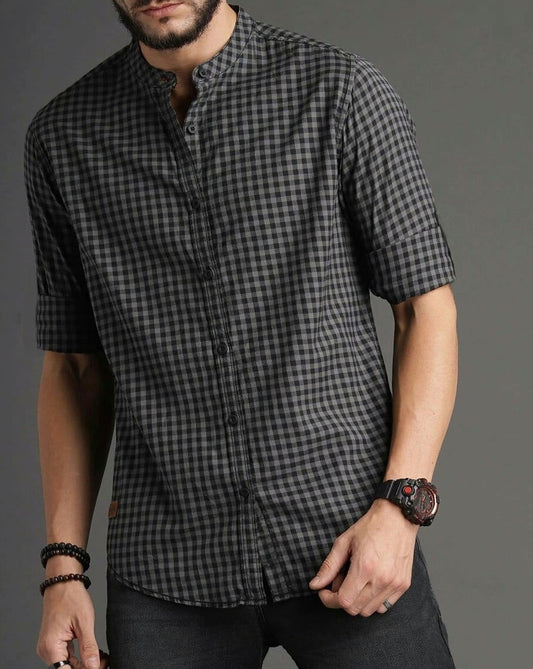 Men's Band Collar Shirt